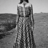 Vintage Western Plaid Prairie Dress – Long Sleeve – Size S/M