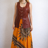 Vintage Brown Leather Vest – Small
