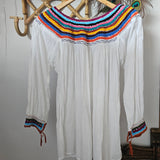 Vintage Mexican Cotton Embroidered Blouse M/L
