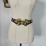 Vintage Italian Statement Belt with Gold Leaf & Amber Jewel Centrepiece