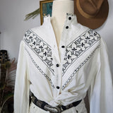 Vintage Embroidered Cotton Blouse – Size 8/10