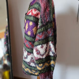 Hand Knitted 70s Wool Blend Folk Jumper M