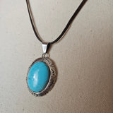 sterling silver turquoise stone pendant necklace
