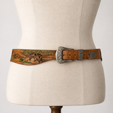 Handcrafted Painted Western Leather Belt 98cm long