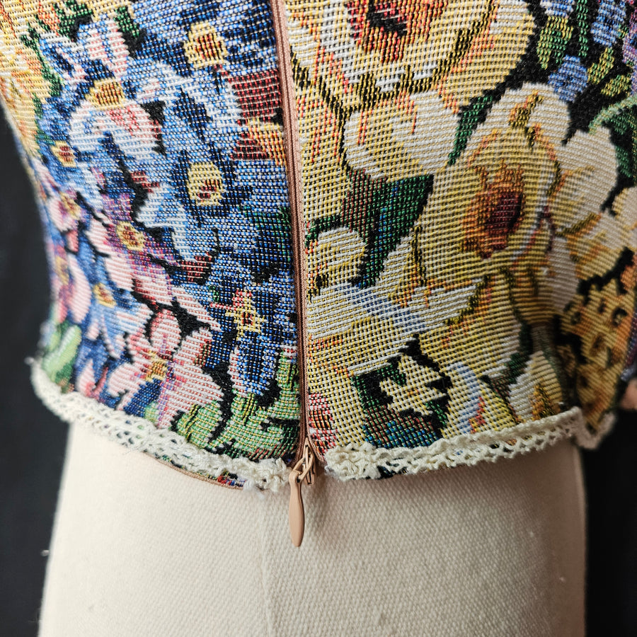 Vintage Floral Tapestry Corset Top M