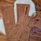 Rollas Rust Corduroy Dungarees – 70s Inspired Flared Overalls 26/8