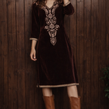 House of skye wildwood tunic dress in velvet cinnamon S/M