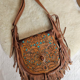 Tooled Leather Floral Fringe Bag – Jasper Inlay