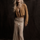 Vintage Genuine Suede Lace-Up Top