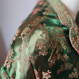 Vintage Emerald Green Asian Brocade Coat robe