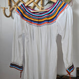Vintage Mexican Cotton Embroidered Blouse M/L