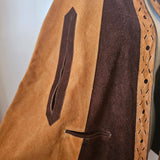vintage 70s suede leather Poncho S/M