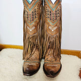 Corral Fringe Cowgirl Boots – Size 12 (Brand New in Box) missing a few tassels.