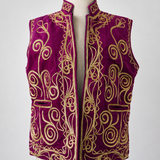 Vintage Turkish Velvet Embroidered Vest L