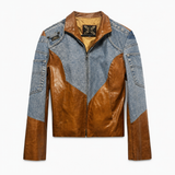 Vintage Vera Pelle Leather &amp; Denim Jacket | Size M