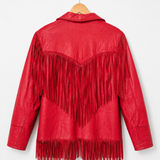 Vintage Red Leather Fringe Jacket 8