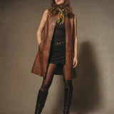 Original 60s/70s Leather Zip Vest Dress/Vest size M 9/10