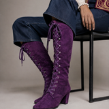 Purple Rain Lace-Up Knee-High Boots 8