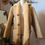 Vintage 70s/80s Genuine Sheepskin Shearling Coat – Tan & Cream