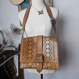 Vintage Tooled Leather Messenger Bag — Custom Paint Option Available