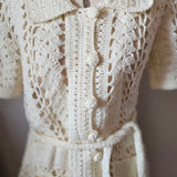 Cream Crochet Tie Waist Cardigan Top M