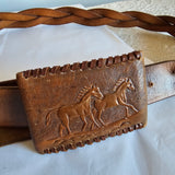 Vintage Hand-Tooled Horse Leather Belt