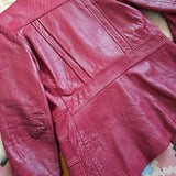 Vintage Red Leather Coat Tagged  14 fit more like 10