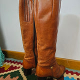 Vintage 70s Leather Knee-High Boots – Worn-In Tan | Size 6.5B