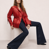 Vintage Red Leather Fringe Jacket 8