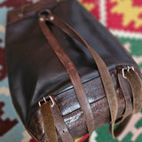 Vintage Moroccan Leather Backpack – Tooled &amp; Woven Detail