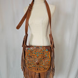 Tooled Leather Floral Fringe Bag – Jasper Inlay