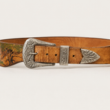 Handcrafted Painted Western Leather Belt 98cm long