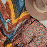 Tooled Leather Floral Fringe Bag – Jasper Inlay