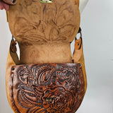 Vintage 70s Tooled floral bag
