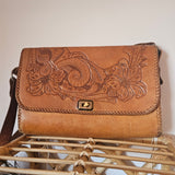 Vintage Hand-Tooled Leather Shoulder Bag