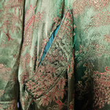 Vintage Emerald Green Asian Brocade Coat robe