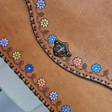 vintage hand painted tooled leather bag – floral detail
