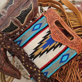 western Aztec tooled bag