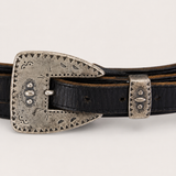 Vintage Black Leather Western Belt