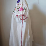 Hand Embroidered Cotton Linen Blouse | Size L