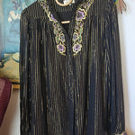 chasing unicorns metalic gold embroidered blouse