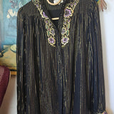 chasing unicorns metalic gold embroidered blouse