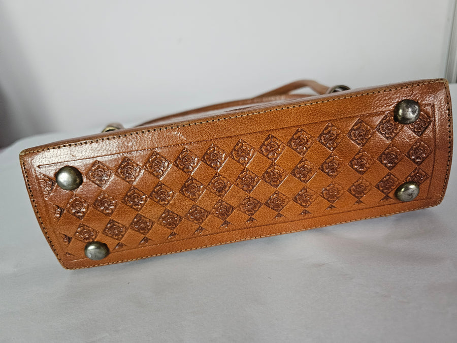 Vintage Tooled Leather Handbag – Western Boho Charm