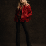 Vintage Red Leather Fringe Jacket 8
