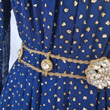 Vintage Gold rope chain belt with crystal flower centrerpiece