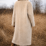 Vintage Champagne Brushed Mohair Long Coat – Made in England 10/12