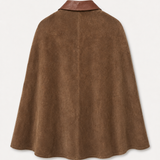 Vintage Tan Brown Suede & Leather Cape Poncho ONE SIZE