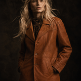 Vintage Cognac Leather Blazer-mens-unisex L/XL