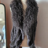 Ameise Mongolian Fur Trim Vest – Charcoal Grey