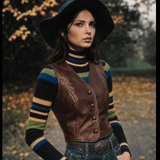 Vintage 70s  Leather Look Vest xs/s